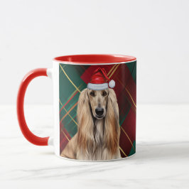 Afghan Hound Dog Lover Holiday Plaid Christmas マグカップ
