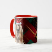 Afghan Hound Dog Lover Holiday Plaid Christmas マグカップ (正面左)