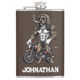 Afghan Hound Dog, muscular, tattooed, bodybuilder  フラスク