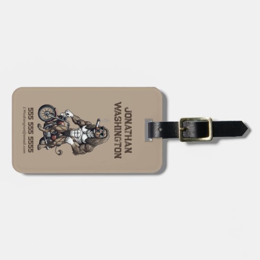 Afghan Hound Dog, muscular, tattooed, bodybuilder ラゲッジタグ (正面横)