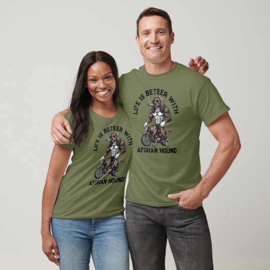 Afghan Hound Dog, muscular, tattooed, bodybuilder  Tシャツ (ユニセックス)