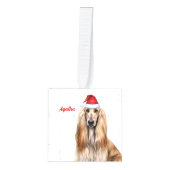 Afghan Hound Dog Two Photo Christmas Holiday キューブオーナメント (正面)