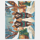 Afghan Hound Dogs Christmas Snow Holiday フリースブランケット (正面)