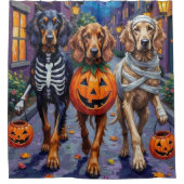 Afghan Hound Dogs Trick-or-Treating in Halloween シャワーカーテン (正面)