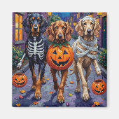 Afghan Hound Dogs Trick-or-Treating in Halloween マグネット (正面)