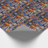 Afghan Hound Dogs Trick-or-Treating in Halloween ラッピングペーパー (角)