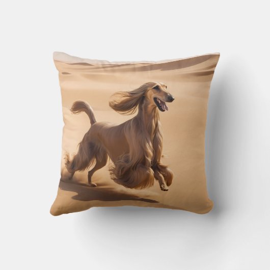 Afghan Hound Elegant Breed Throw Pillow クッション (裏面)