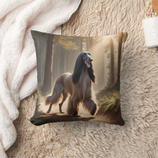 Afghan Hound Elegant Breed Throw Pillow クッション (ブランケット)