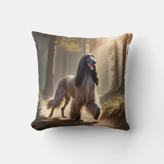 Afghan Hound Elegant Breed Throw Pillow クッション (正面)