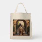 Afghan Hound Elegant Grocery Tote Bag トートバッグ (裏面)