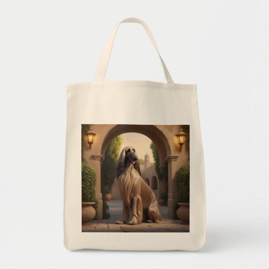 Afghan Hound Elegant Grocery Tote Bag トートバッグ (正面)