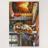 Afghan Hound Fireplace with Christmas Lights ジグソーパズル (縦)