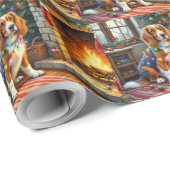 Afghan Hound Fireplace with Christmas Lights ラッピングペーパー (ロールコーナー)