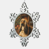 Afghan Hound Holiday  スノーフレークピューターオーナメント (右)