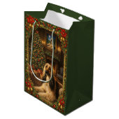 Afghan Hound Holiday Christmas  ミディアムペーパーバッグ (正面アングル)