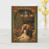Afghan Hound Holiday Christmas Card カード (黄色い花)