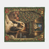 Afghan Hound Holiday Christmas Throw Blanket フリースブランケット (正面(横))