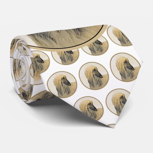 Afghan Hound Painting - Cute Original Dog Art ネクタイ (ロール)