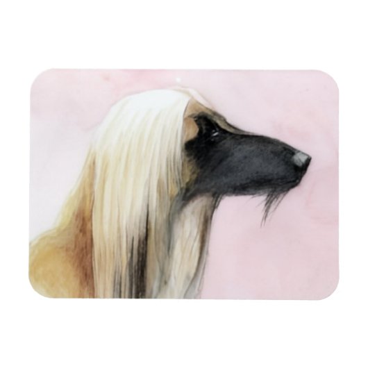 Afghan Hound Profile Dog Art Greeting Card 5x7 マグネット (横)