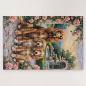 Afghan Hound Rose Garden Art ジグソーパズル (横)
