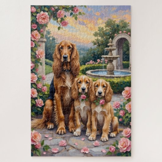 Afghan Hound Rose Garden Art ジグソーパズル (縦)