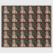 Afghan Hound Santa Dog Holiday Plaid Christmas ラッピングペーパー (フラット)