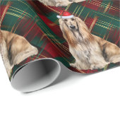Afghan Hound Santa Dog Holiday Plaid Christmas ラッピングペーパー (ロールコーナー)