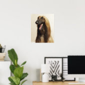 Afghan hound sitting in room ポスター (ホームオフィス)
