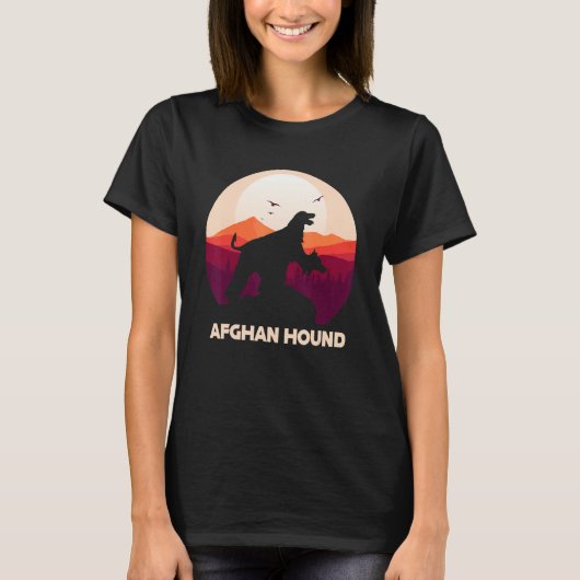 Afghan Hound under Moon for Halloween Costume Tシャツ (正面)