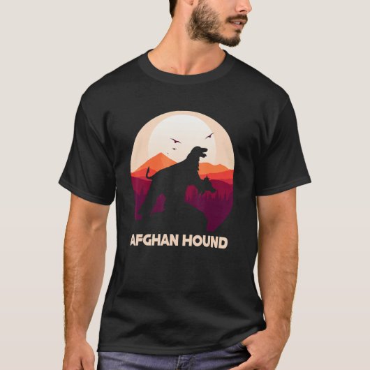 Afghan Hound under Moon for Halloween Costume Tシャツ (正面)