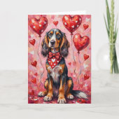 Afghan Hound Valentine’s Day Dog with Hearts Red カード (正面)