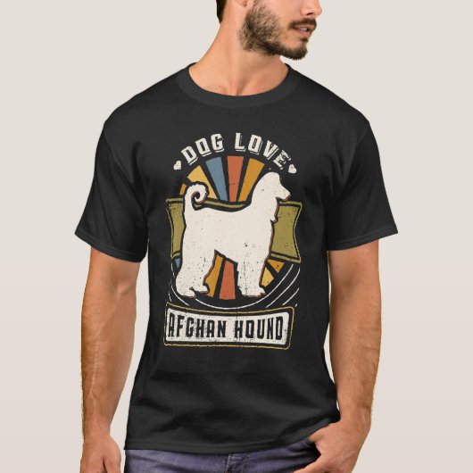 Afghan Hound Vintage Classic Retro Dog Tシャツ (正面)