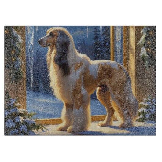 Afghan Hound With Christmas Lights Holiday カッティングボード (正面)