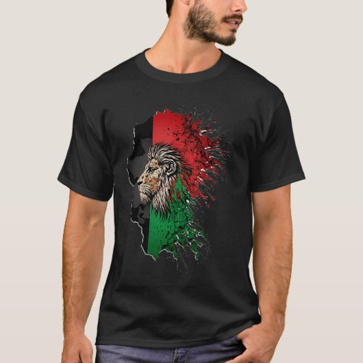 Afghanistan Flag Lion Free Afghanistan Tシャツ (正面)