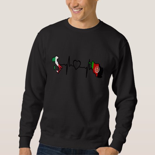 Afghanistan Italy Flag Afghan Italian Heartbeat スウェットシャツ (正面)