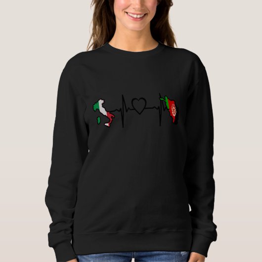 Afghanistan Italy Flag Afghan Italian Heartbeat スウェットシャツ (正面)