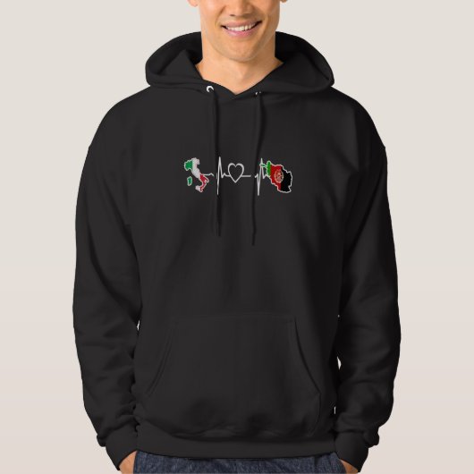 Afghanistan Italy Flag Afghan Italian Heartbeat 1 パーカ (正面)