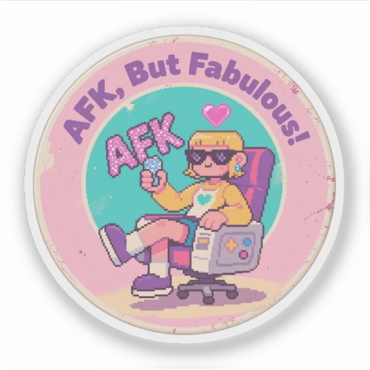 AFKだけど最高にかっこいい - 奇妙なゲーミング懐古デザイン シール (正面)
