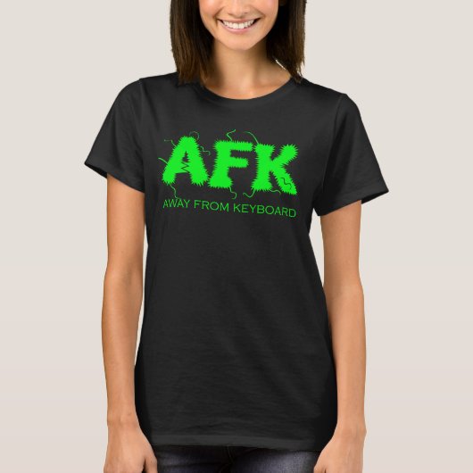 AFK 遠くに From Keyboard Bright Green文字ゲーマー Tシャツ (正面)