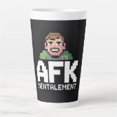 AFK Mentalement Chibi Gamer Pixel Art カフェラテマグ (正面)