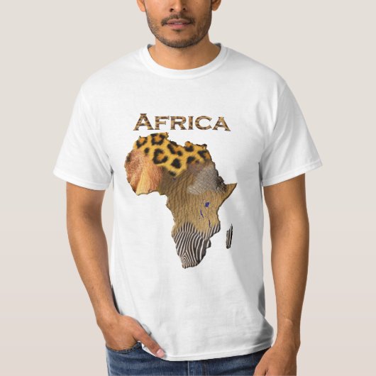 AFRICAシリーズの野生動物質感マップ Tシャツ (正面)