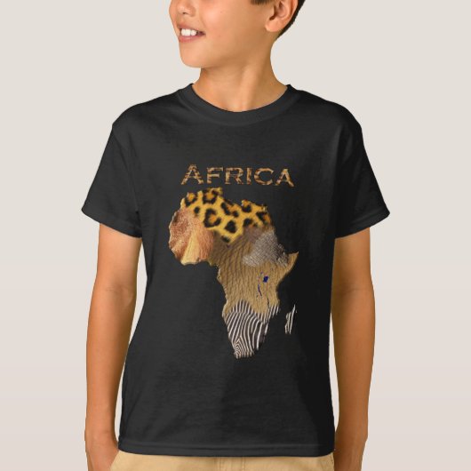 AFRICAシリーズの野生動物質感マップ Tシャツ (正面)