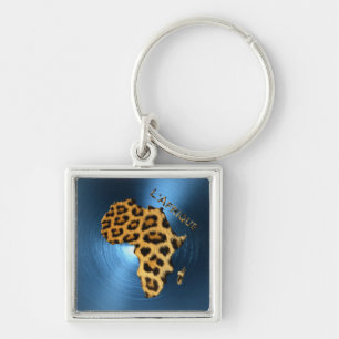 AFRICAスチール – ブルーヒョウの毛皮シリーズの地図 キーホルダー