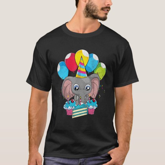 Africa Animal Zoo Animal Birthday Party Cute Elep Tシャツ (正面)