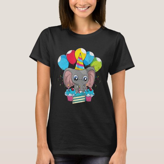 Africa Animal Zoo Animal Birthday Party Cute Elep Tシャツ (正面)