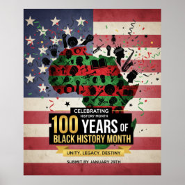 Africa Continent US Flag Black History Poster ポスター