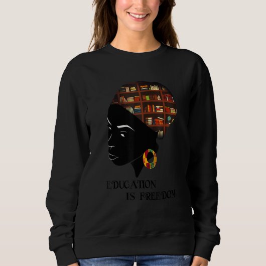 Africa Education Is Freedom Library Book Black His スウェットシャツ (正面)