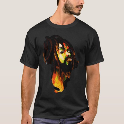 Africa Map African Man Rasta Colors Tシャツ (正面)