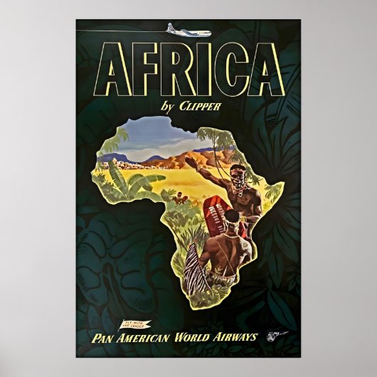 Africa Map Art African Print Pan Am Travel Pos ポスター (正面)