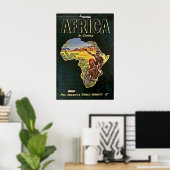Africa Map Art African Print Pan Am Travel Pos ポスター (ホームオフィス)